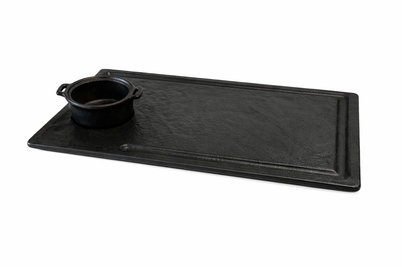 Rectangular Black Serving Tray with Integrated Bowl