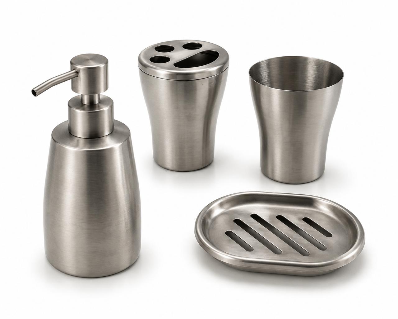 Brushed Stainless Steel Bathroom Accessory Set