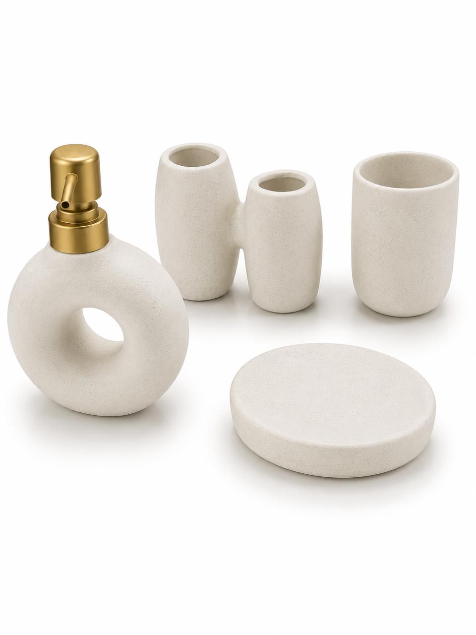 Modern Donut-Shaped Ceramic Bathroom Accessory Set