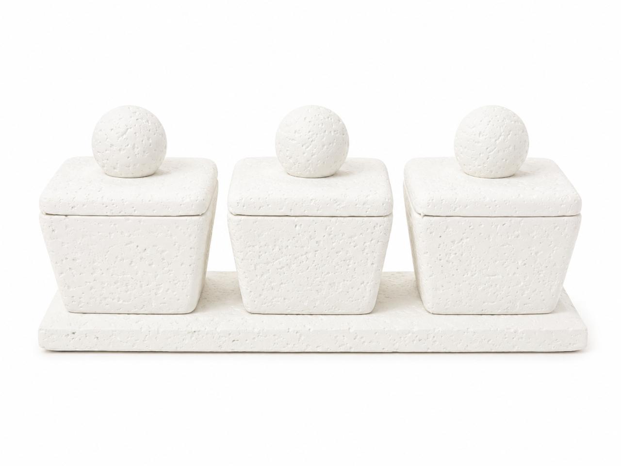 3-Piece Condiment Jar Set with Tray