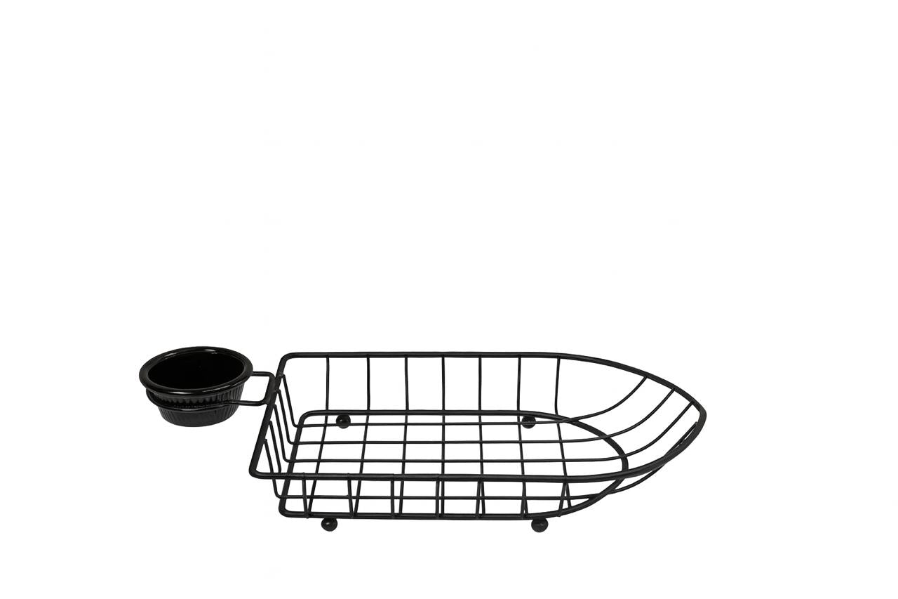 Black Wire Fry Basket without Sauce Holder – Modern Serving Tray