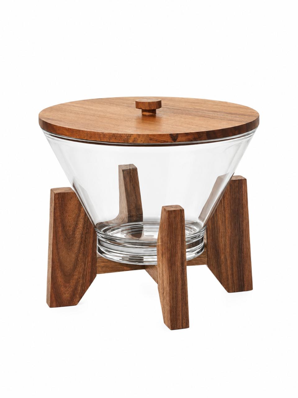 Glass Serving Bowl with Stand and Lid