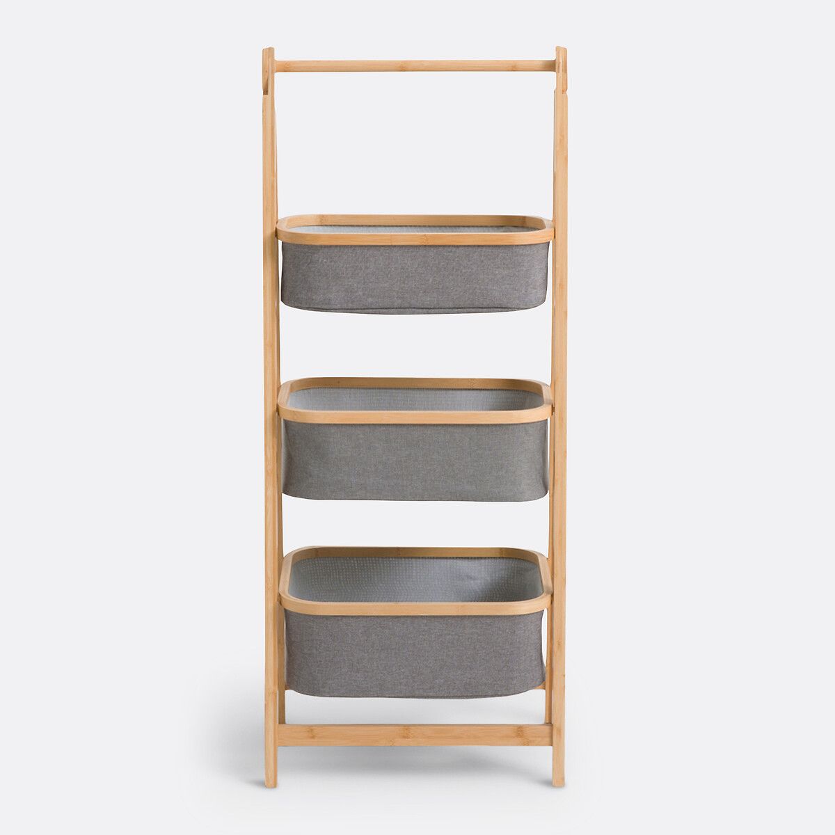 3-Tier Bamboo Storage Shelf with Fabric Baskets