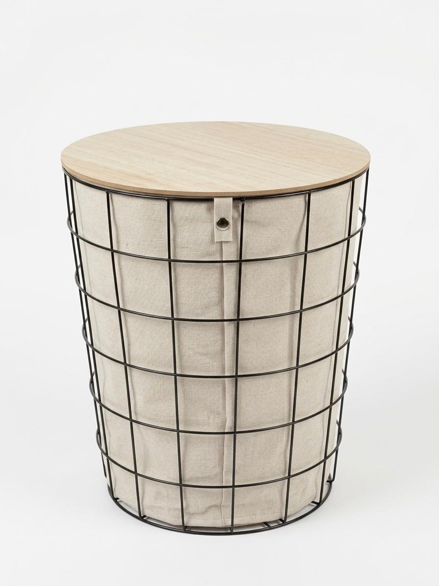 Modern Laundry Basket with Wooden Lid
