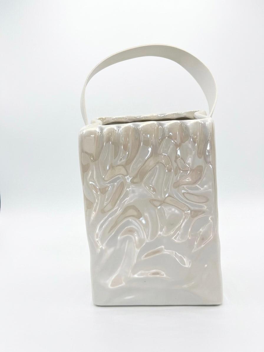 Glossy Sculpted Handbag Vase