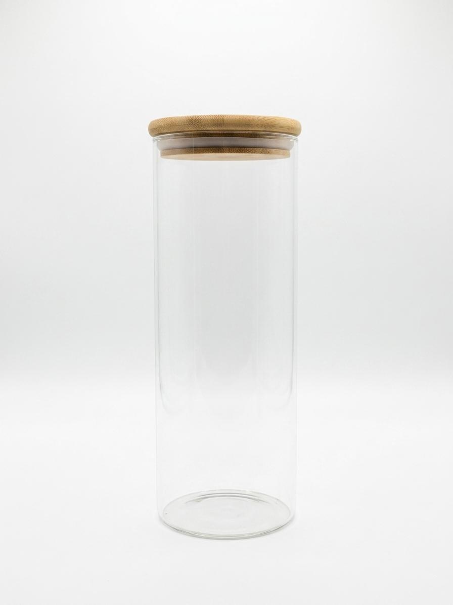 Tall Glass Storage Jar with Bamboo Lid
