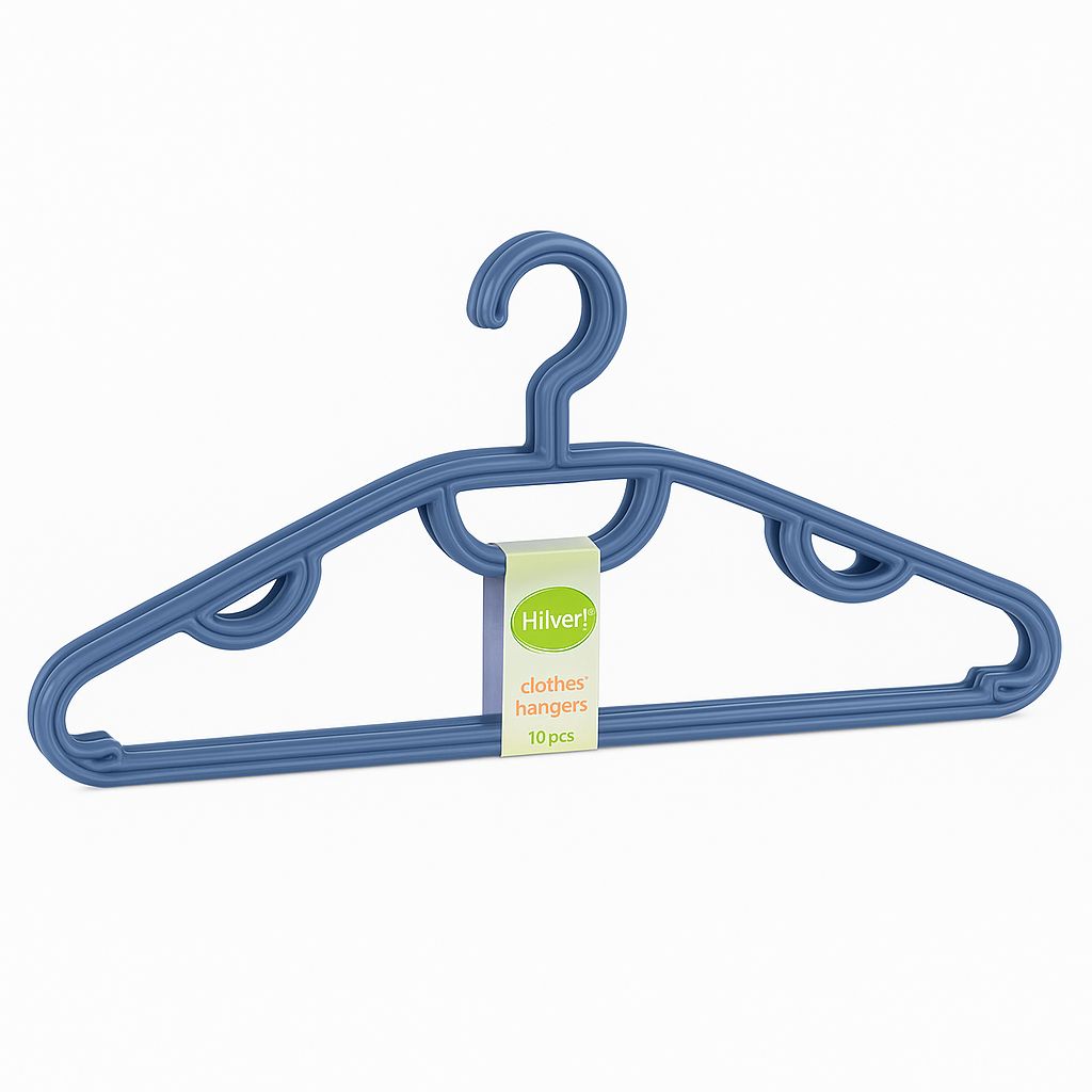 Hilver! Blue Plastic Clothes Hangers – Set of 6