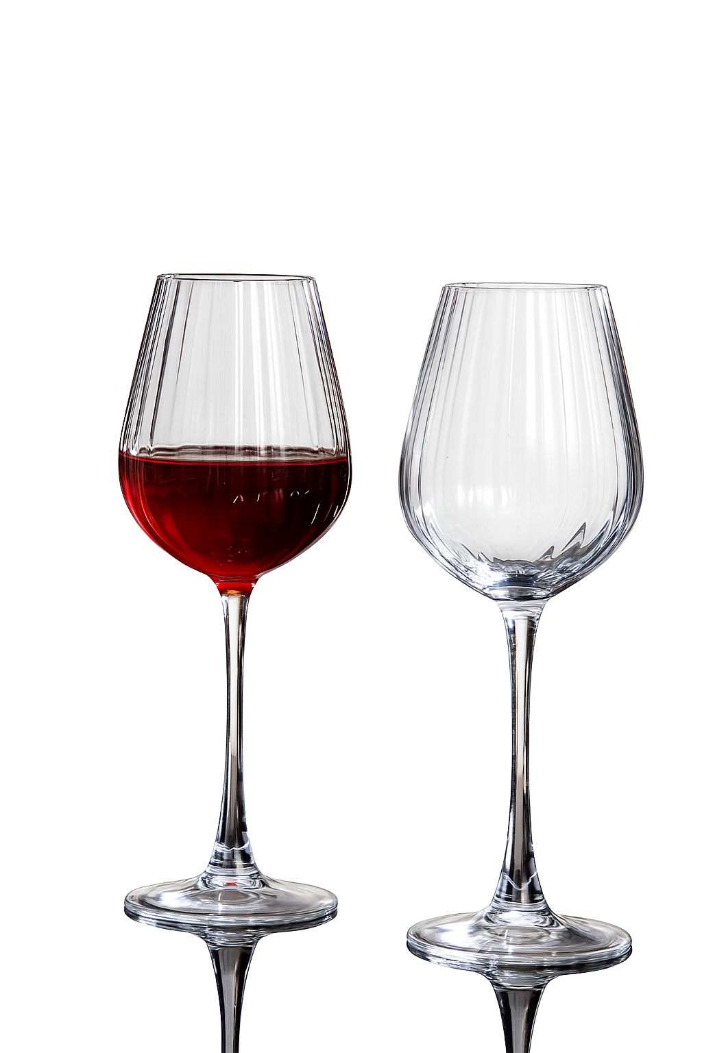 Ribbed Red Wine Glasses – Set of 6 Pieces