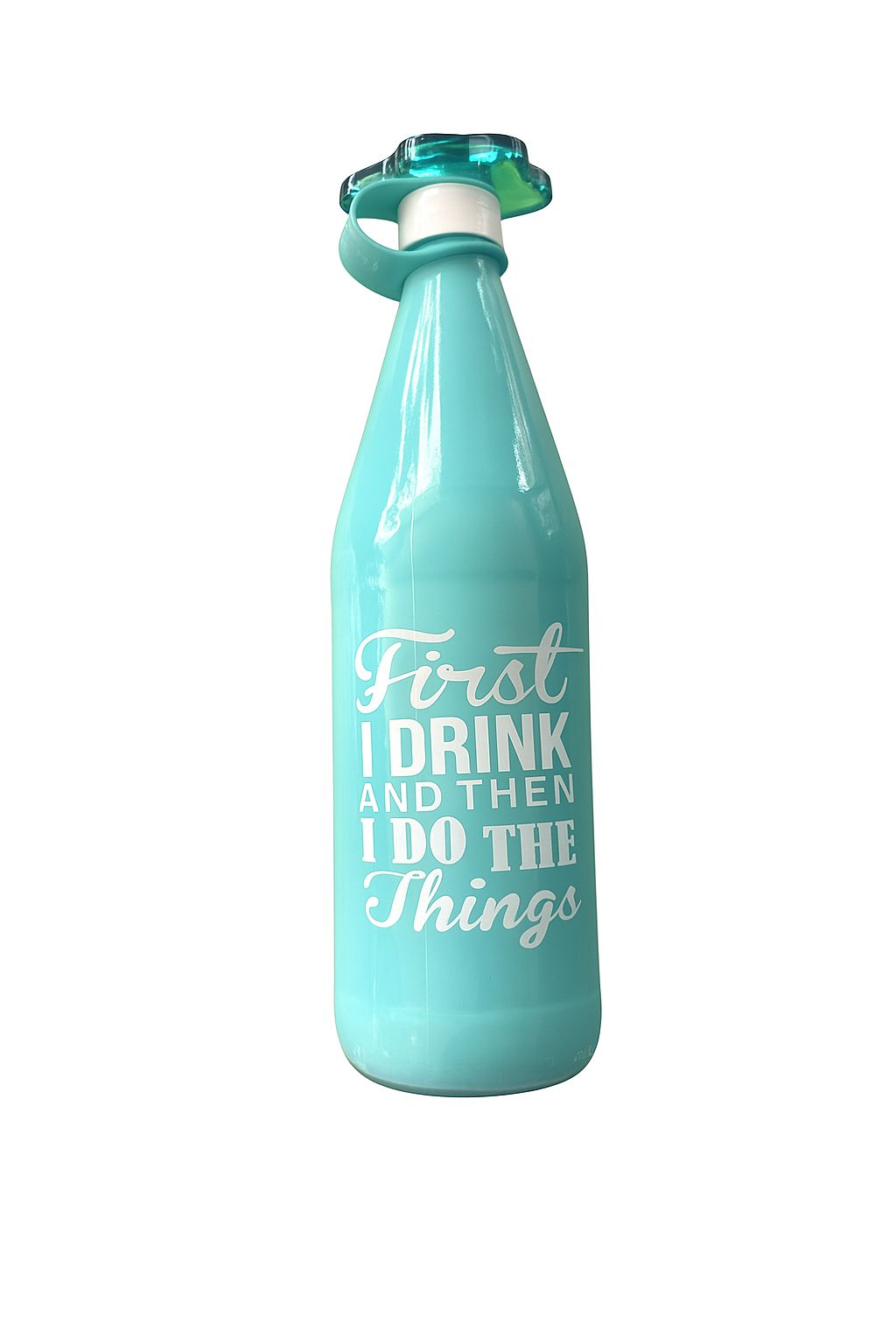 Turquoise Glass Bottle with Quote
