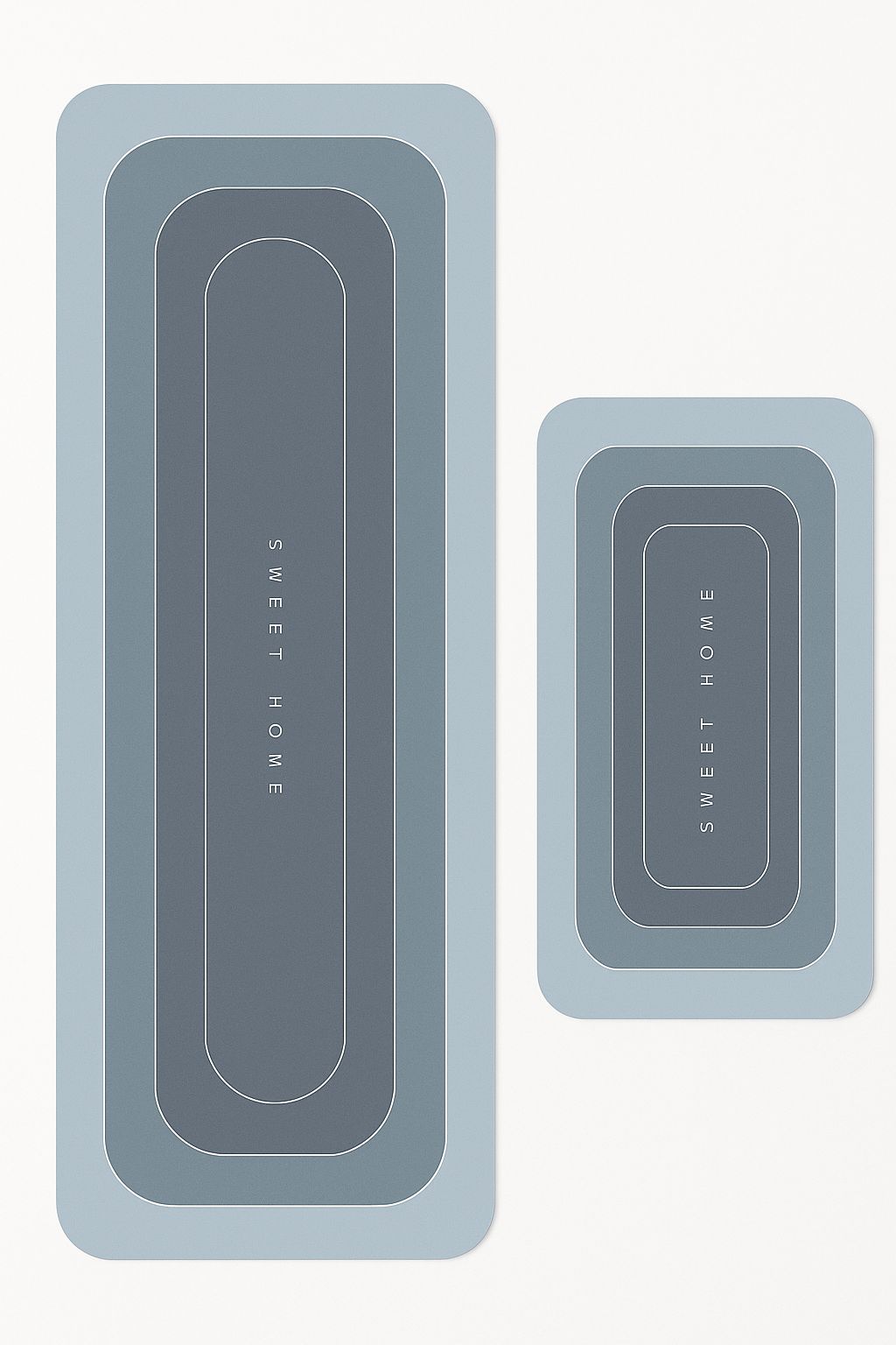 Sweet Home Blue Gradient Kitchen Mat Set – 2 Pieces