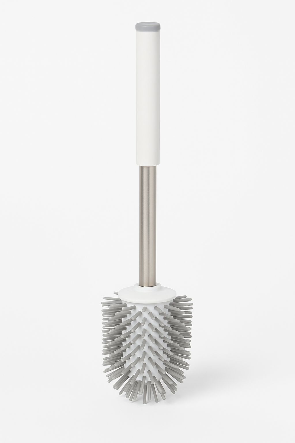 Modern White Toilet Brush with Silicone Bristles & Holder