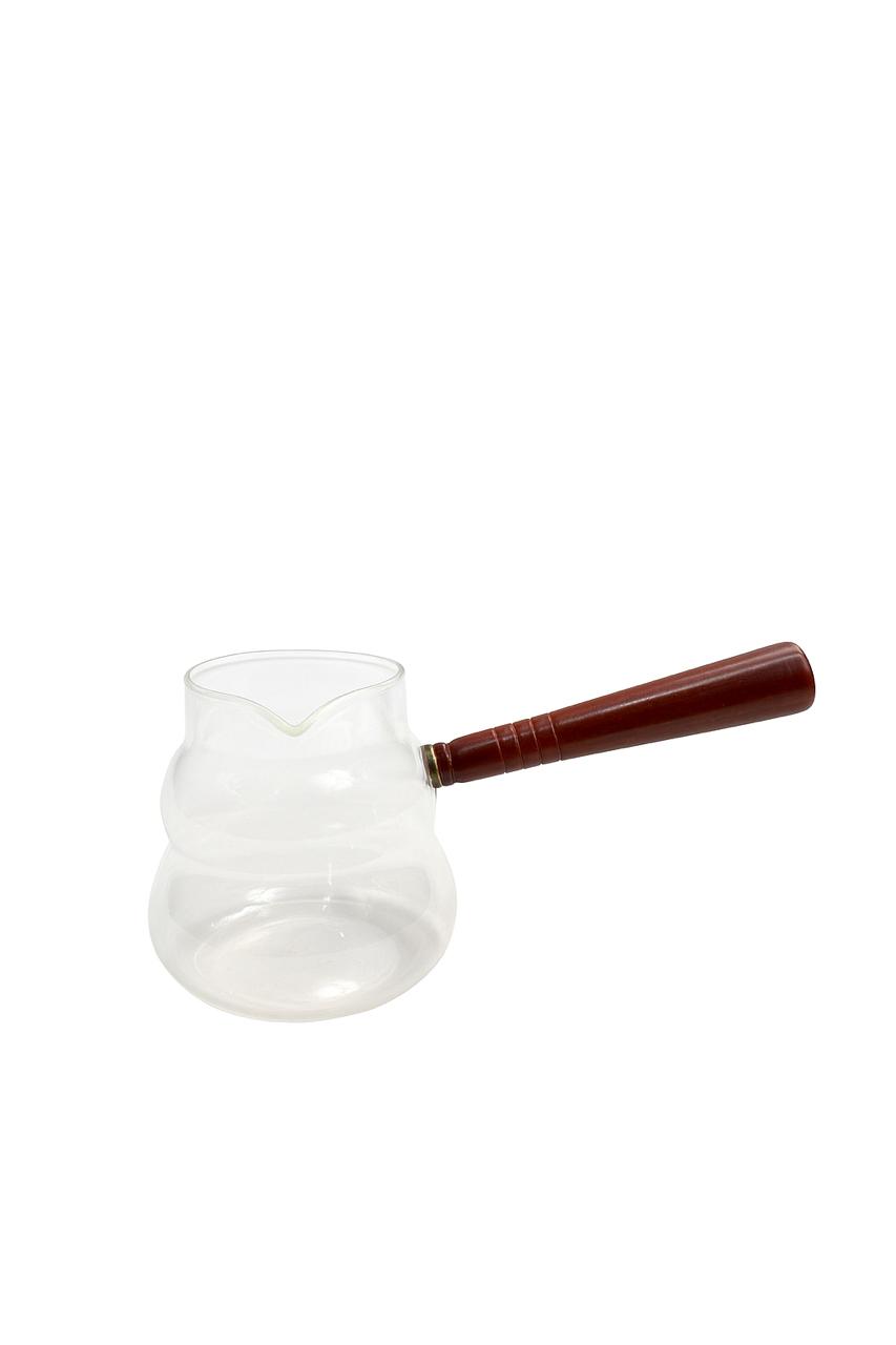Clear Glass Turkish Coffee Pot with Wooden Handle