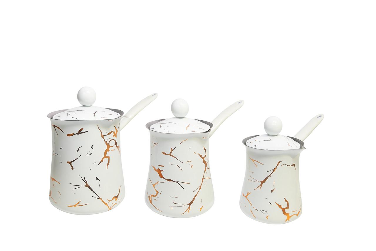 Marble Design Turkish Coffee Pot Set – 3 Pieces