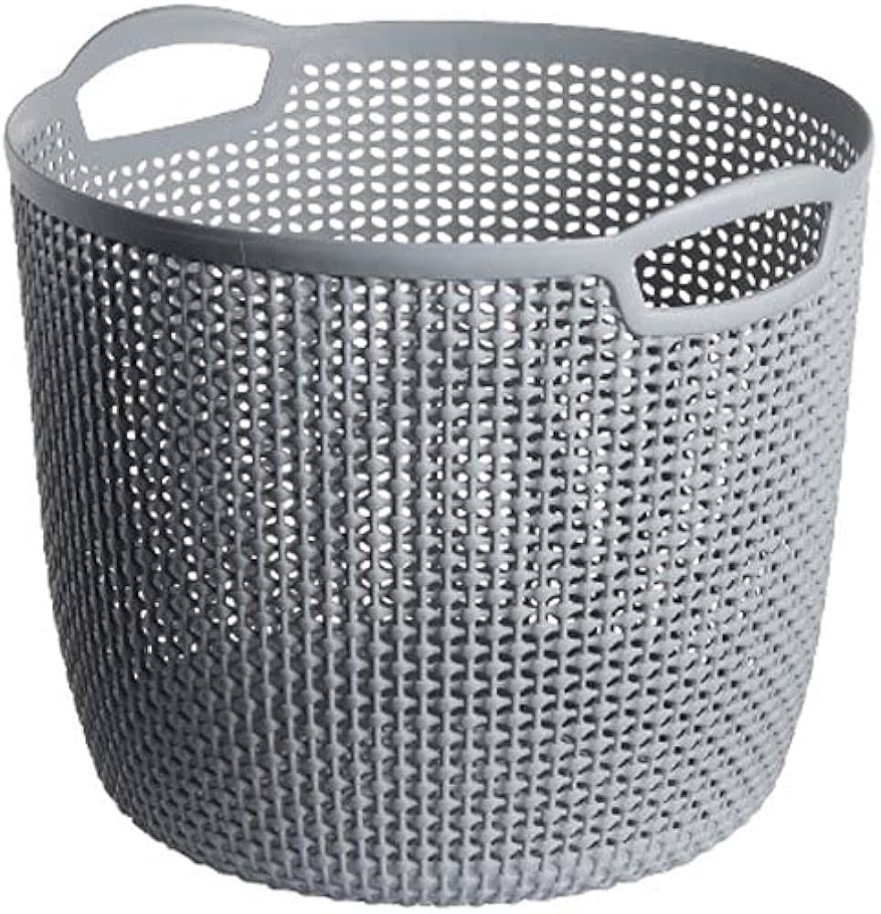 Round Plastic Perforated Storage Basket with Handles