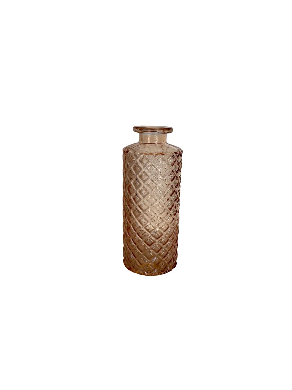 Mini Embossed Glass Vase – Warm Amber Finish per each model