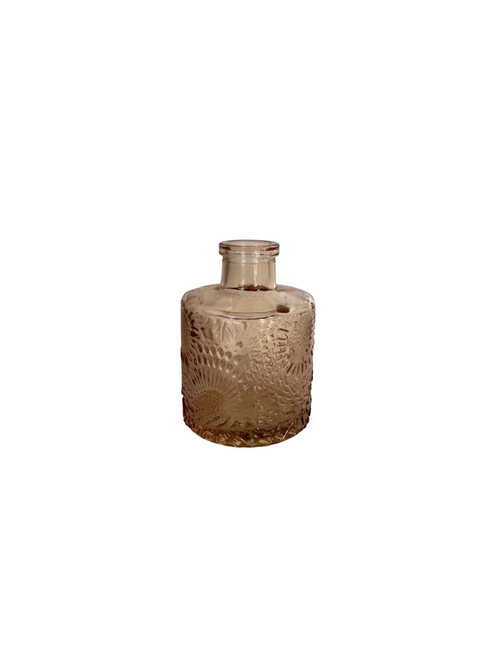 Mini Embossed Glass Vase – Warm Amber Finish per each model