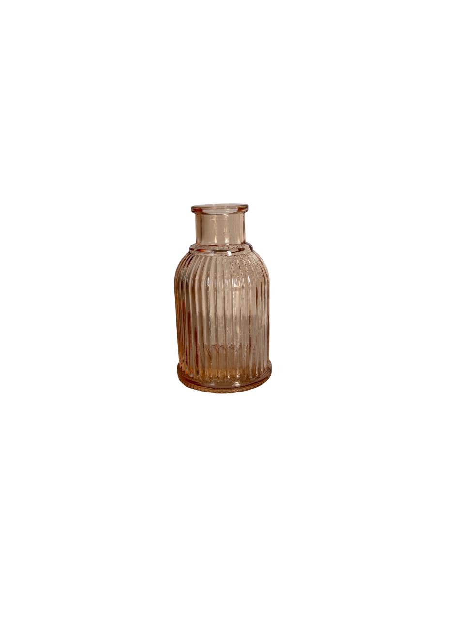 Mini Embossed Glass Vase – Warm Amber Finish per each model