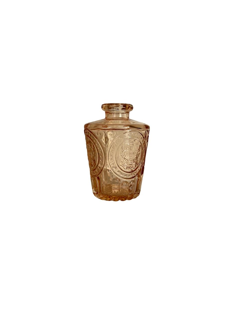 Mini Embossed Glass Vase – Warm Amber Finish per each model