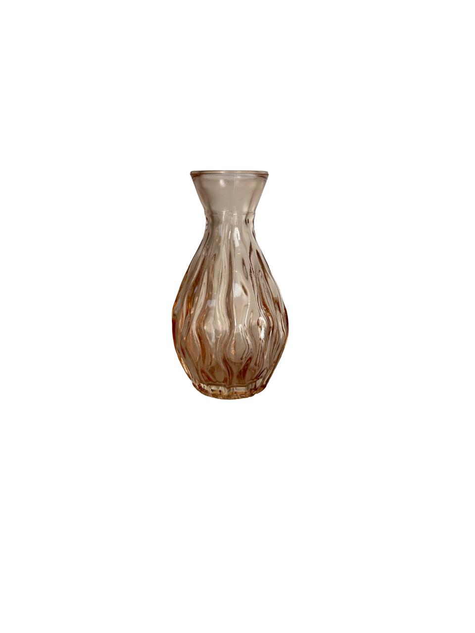 Mini Embossed Glass Vase – Warm Amber Finish per each model