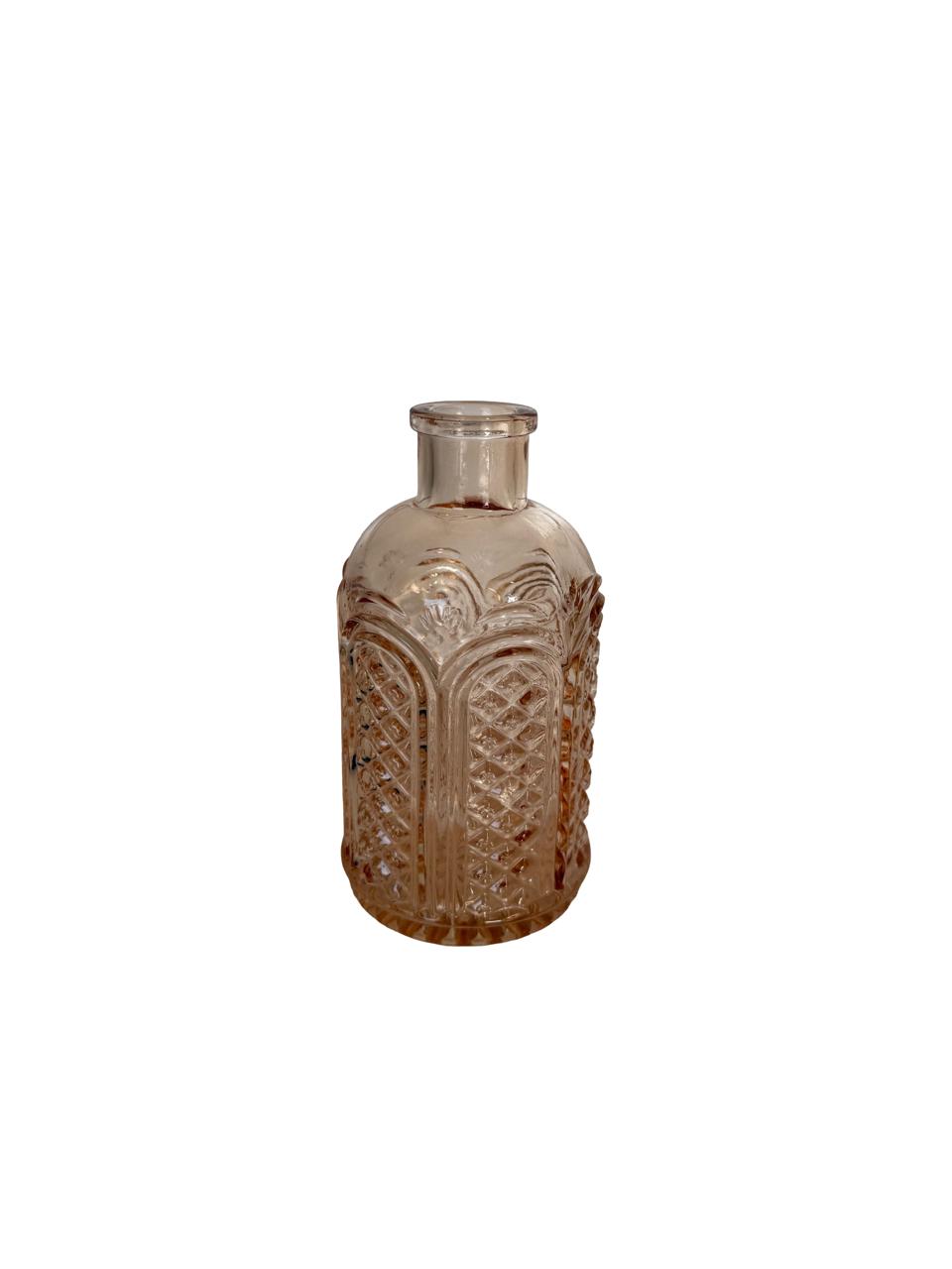 Mini Embossed Glass Vase – Warm Amber Finish per each model