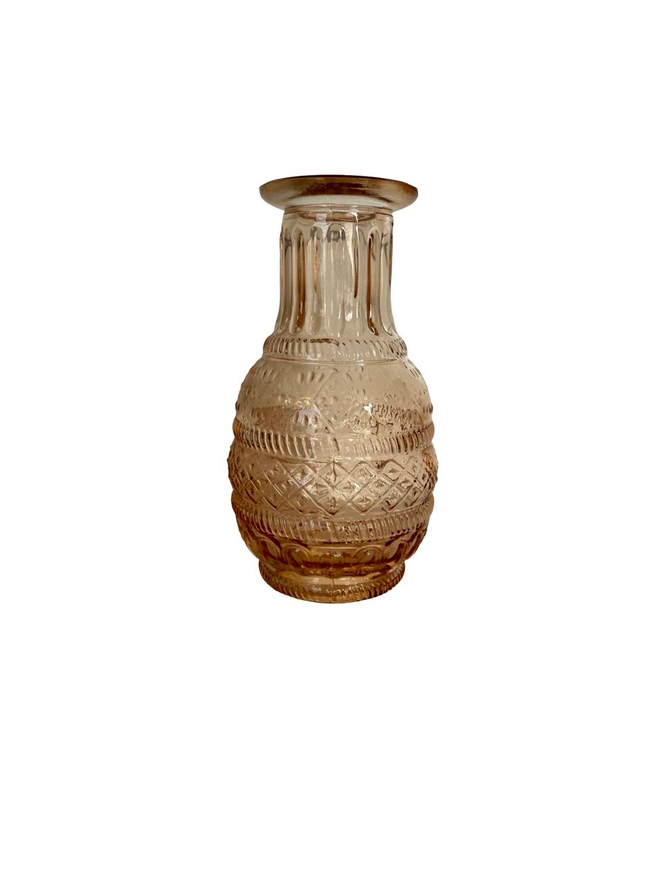 Mini Embossed Glass Vase – Warm Amber Finish per each model