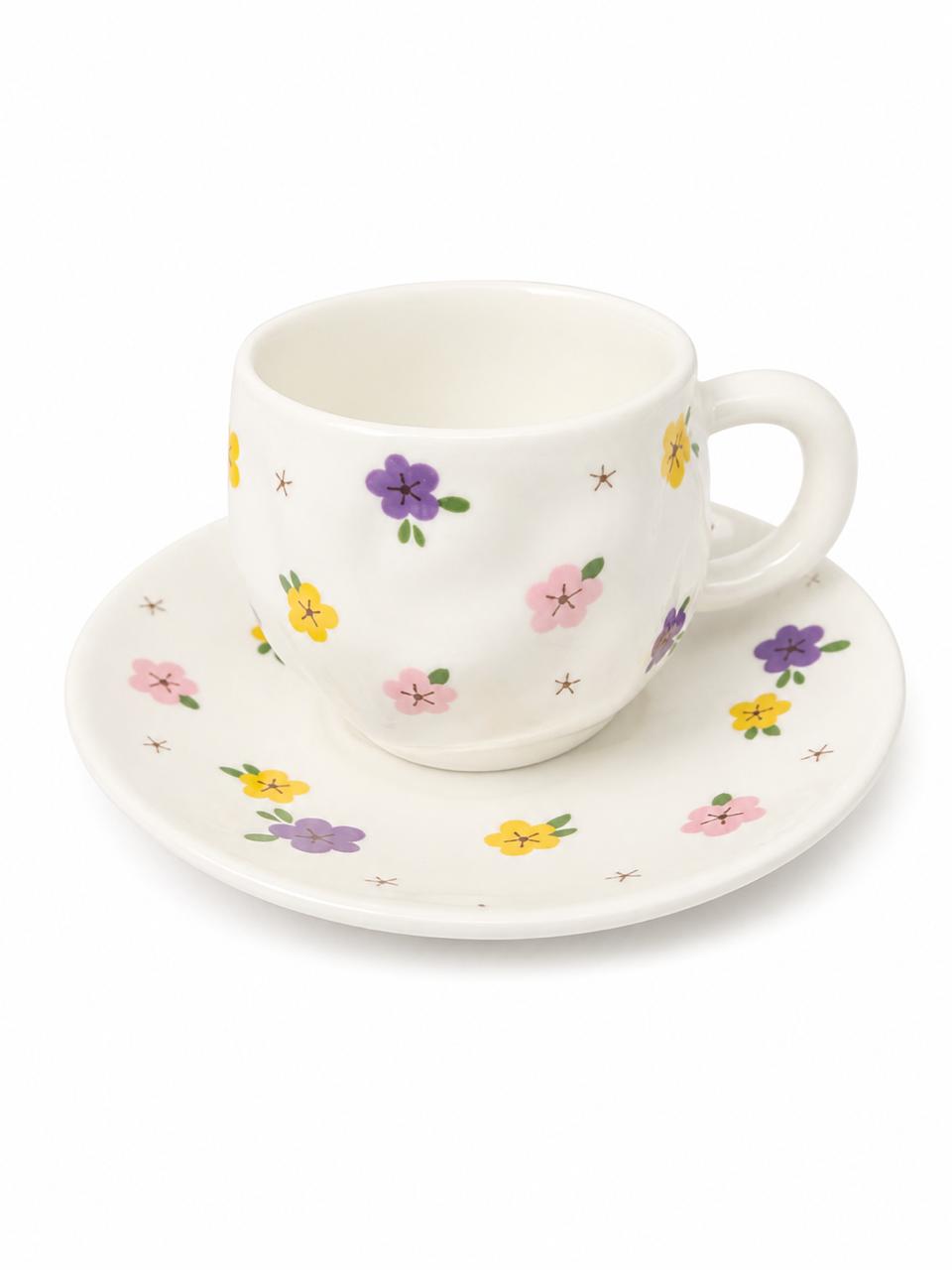 Floral Coffee Cup & Saucer - Set of 6