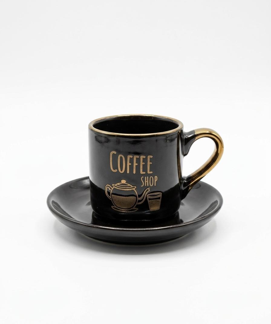 Coffee House Espresso Cup & Saucer Set – Set of 6