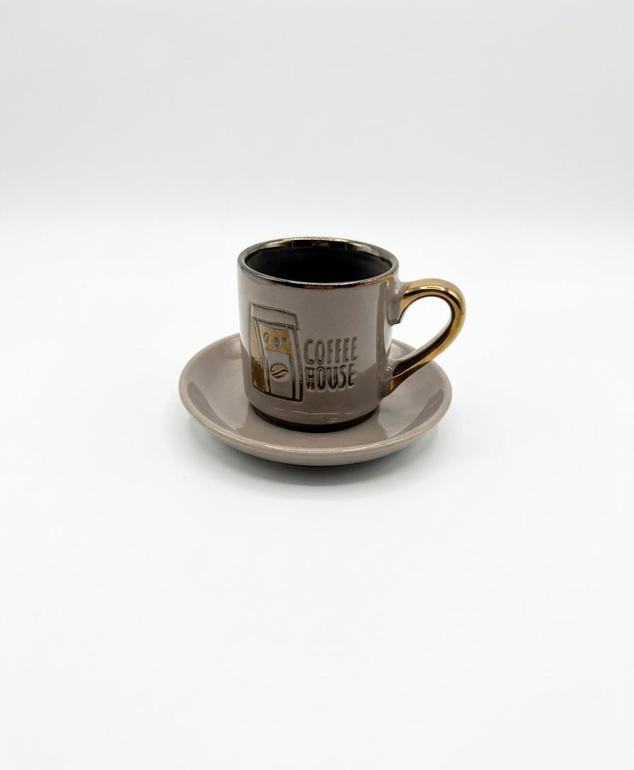 Coffee House Espresso Cup & Saucer Set – Set of 6