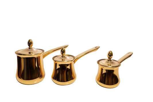 Gold-Plated Stainless Steel Coffee Pot Set – 3 Pieces