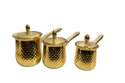 Gold Hammered Stainless Steel Coffee Pot Set – 3 Pieces