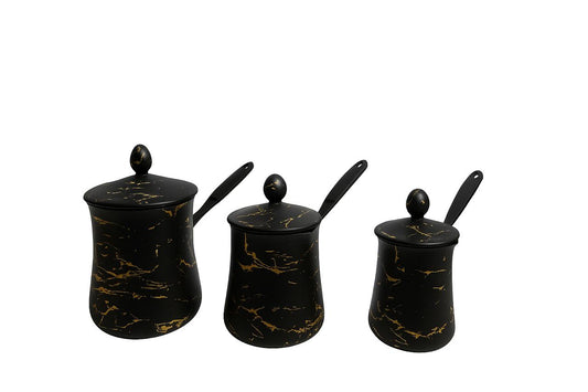 Black Marble Coffee Pot Set – 3 Pieces
