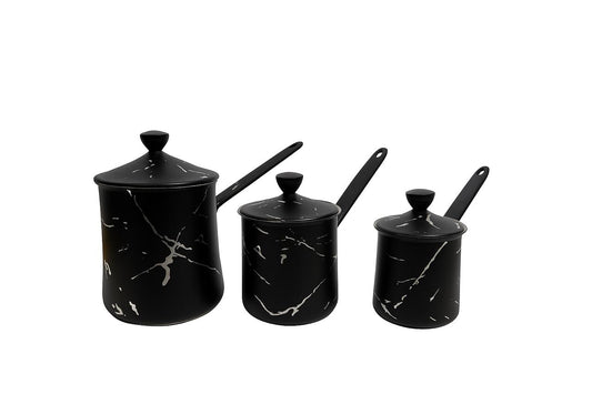 Black Marble Finish Coffee Pots – Set of 3