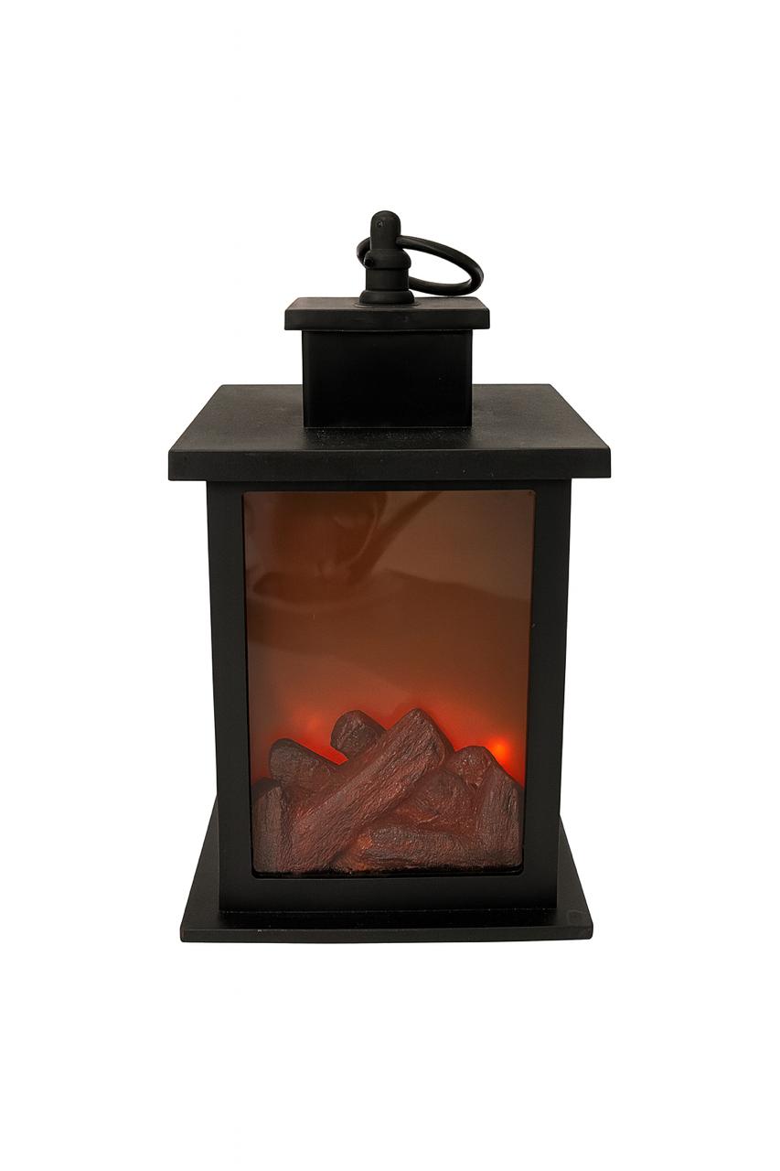Black LED Fireplace Lantern