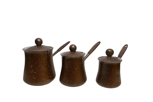 Brown Speckled Coffee Pot Set – 3 Pieces