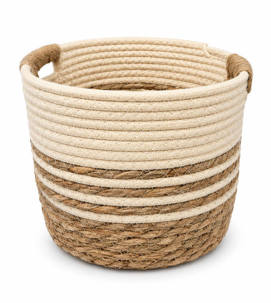 Round Woven Storage Basket with Handles