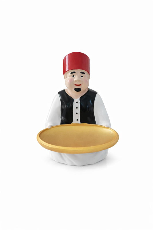 Traditional Ramadan Serving Figurine with Gold Tray