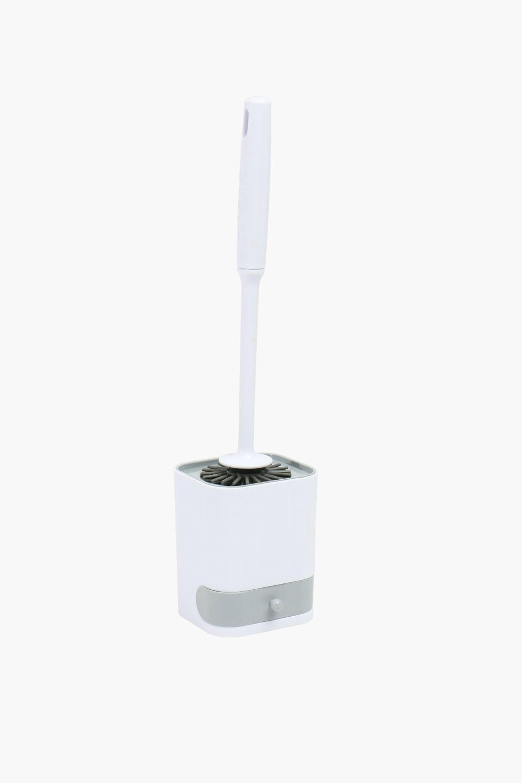 Slim White Toilet Brush with Ventilated Holder