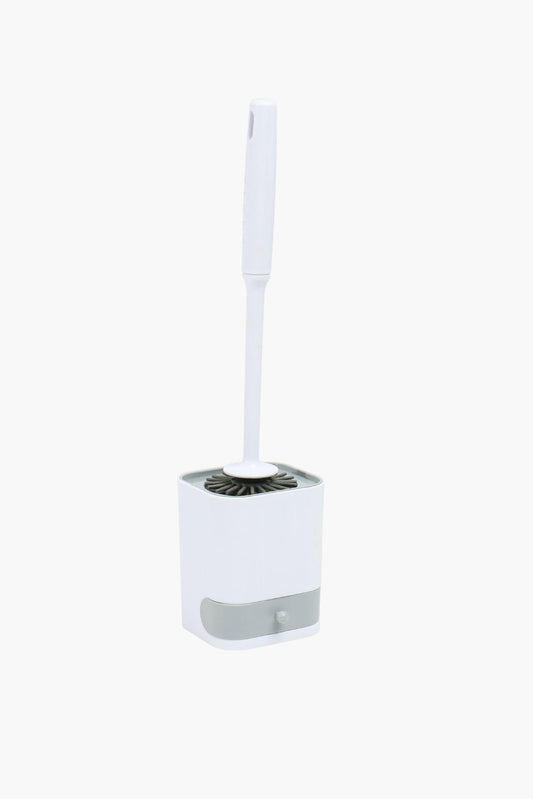 Slim White Toilet Brush with Ventilated Holder