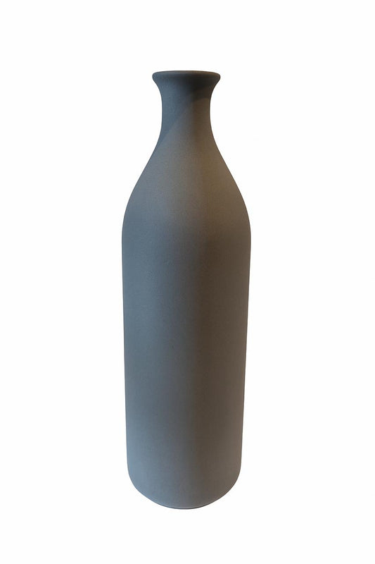 Matte Grey Bottle-Shaped Vase