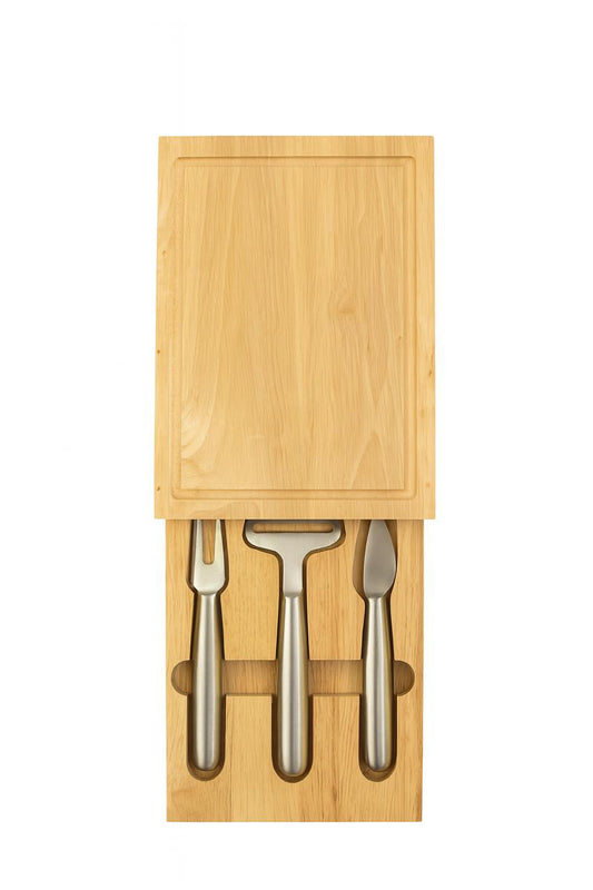 Bamboo Cheese Board with Hidden Stainless Steel Knife Set