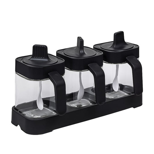 3-Piece Spice Jar Set with Spoons & Stand