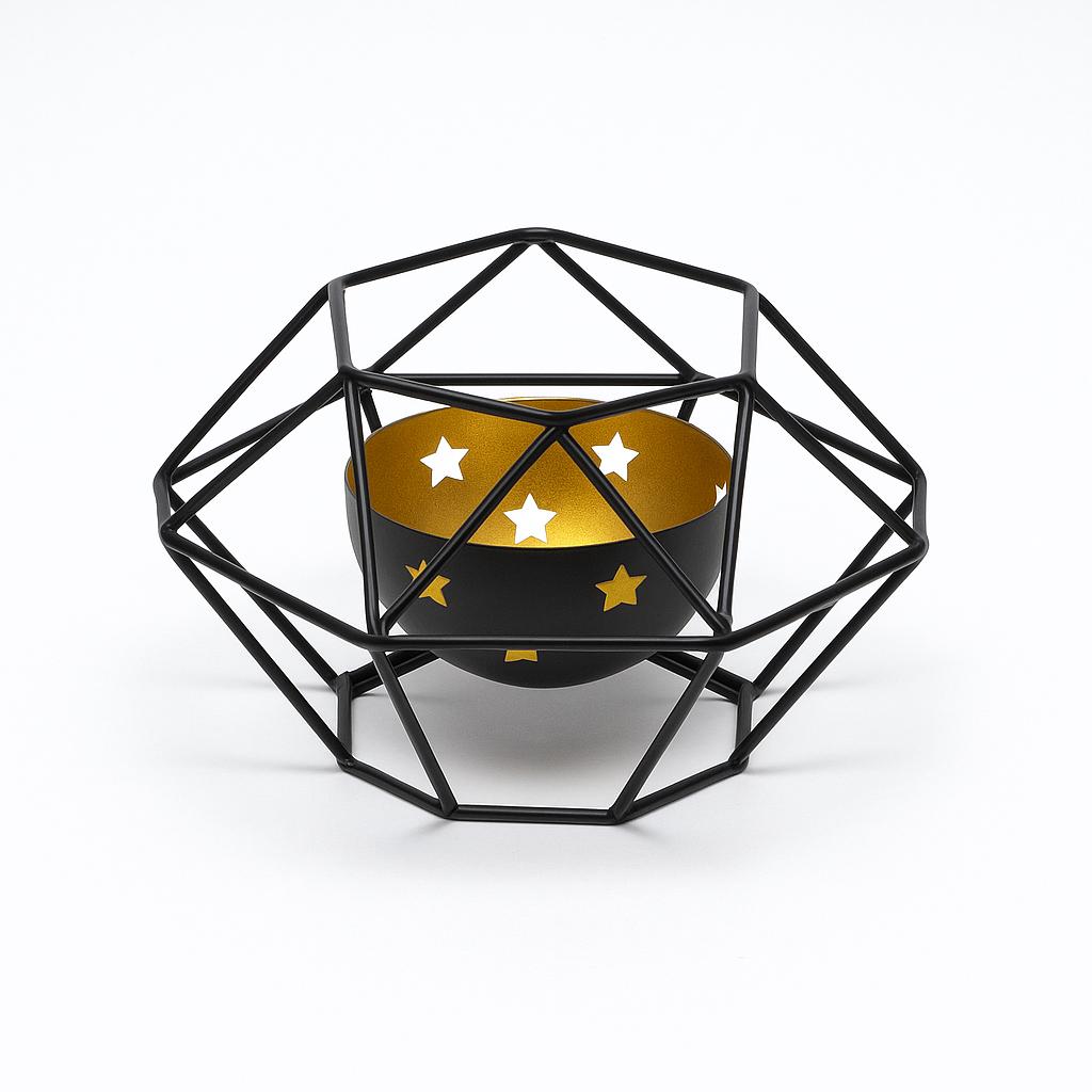 Black & Gold Geometric Star Candle Holder