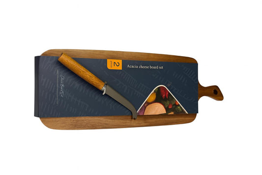 Acacia Cheese Board with Matching Knife – 2-Piece Set