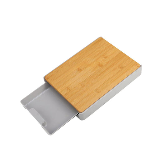 Bamboo Cutting Board with Built-In Storage Tray