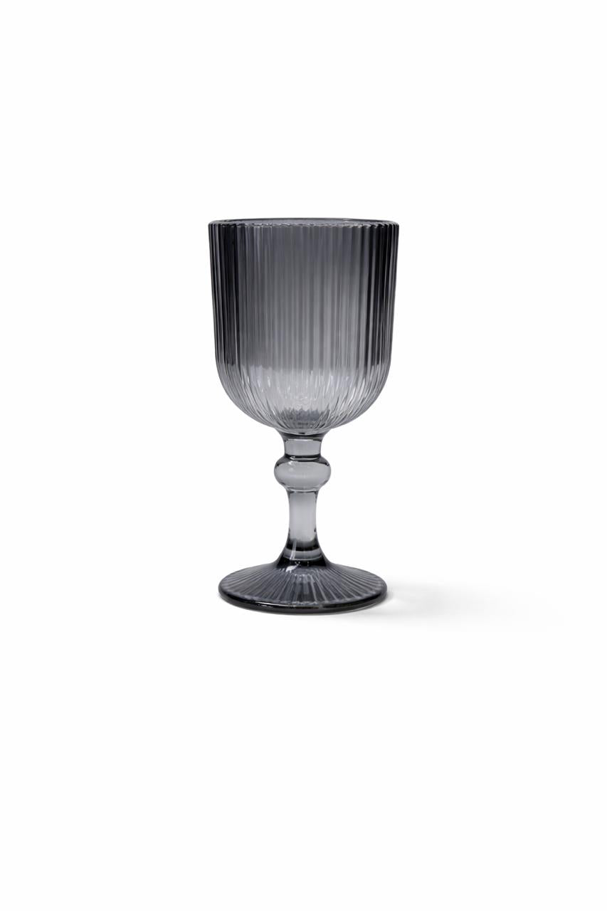 Smoked Ribbed Goblet Glass Set of 6