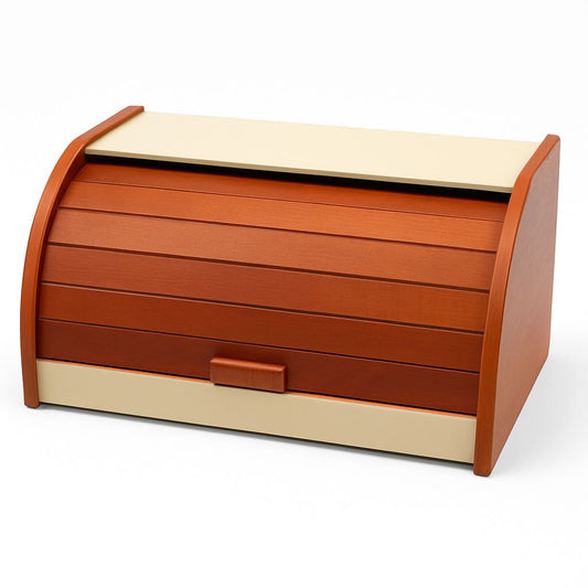 Roll-Top Wooden Bread Box