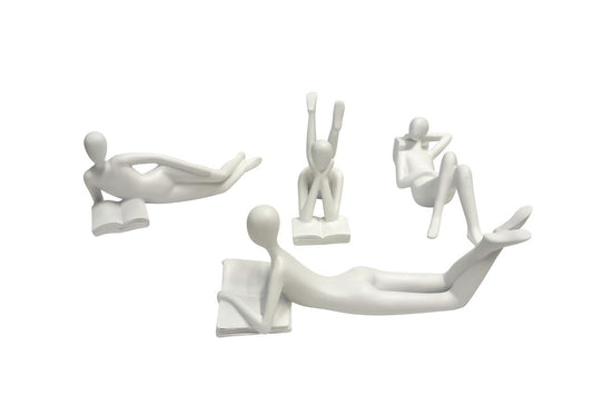 White Reader Figurines (Set of 4)