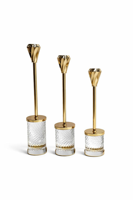 Premium Faceted Candle Holder Set