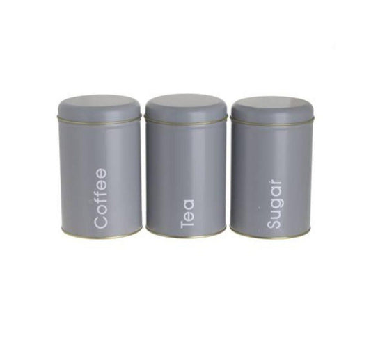 Grey Tea, Coffee & Sugar Canister Set