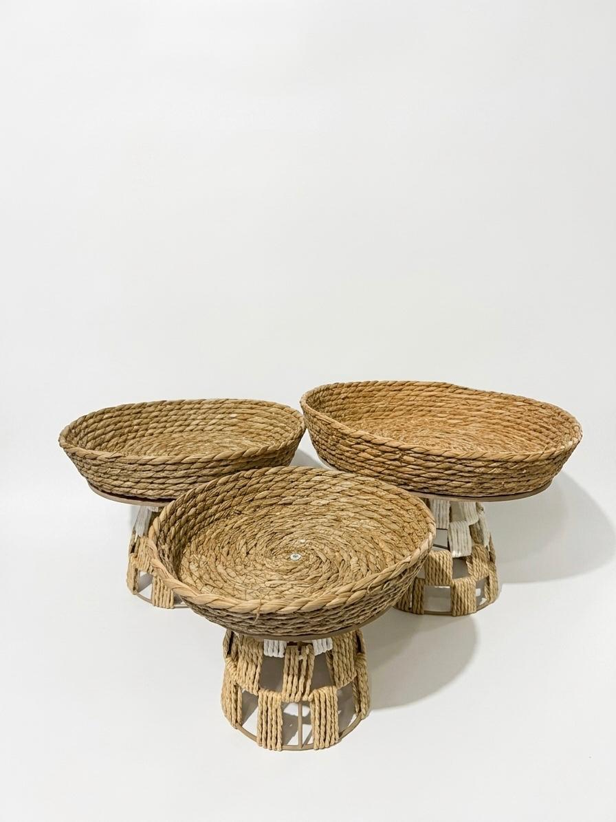 Woven Decorative Serving Stand Set